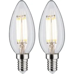 Paulmann LED Filamentlampe Kerzenform, E14, 4,8W, 4000K, 470lm, klar, 2er-Pack PAUL-28916