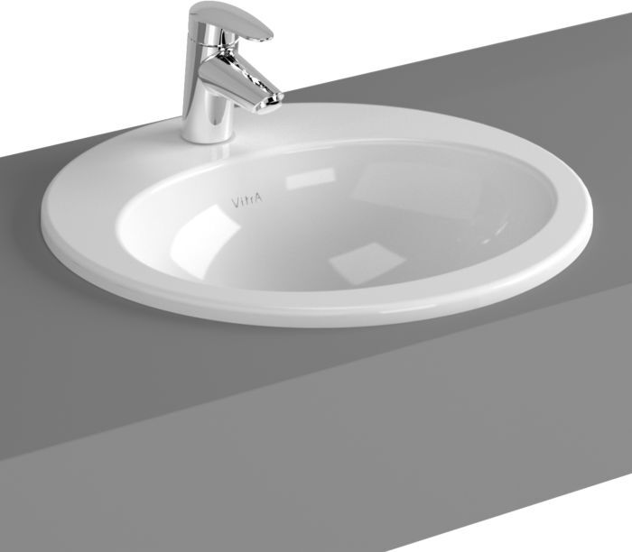 Vitra S20 Einbau-Waschtisch 5467B003-0001 47,5 x 42,5 cm, weiß, Überlauf/Hahnloch mittig