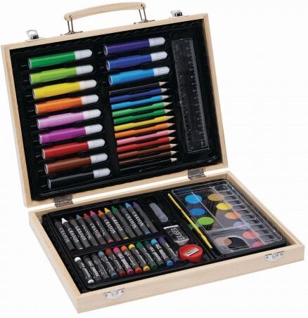 Cofanetto colori GAUDY in legno: 50 pezzi, manico, 21x28 cm Personalizzate o neutre