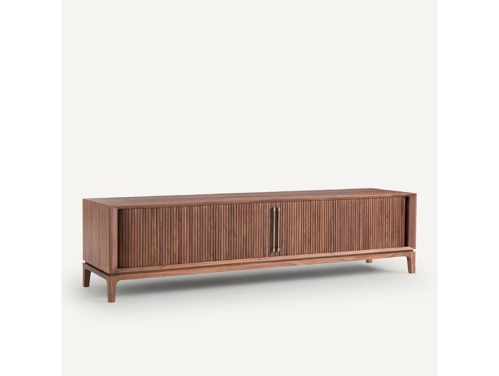 AM.PM Meuble TV enfilade noyer, plaqué et cuir, Liamca Marron Noyer