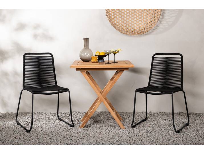 Garten Cafegruppe Habanero – 3-teiliges Gartenmöbel-Set in Braun-Schwarz - 70x70 cm - Luxusbetten24