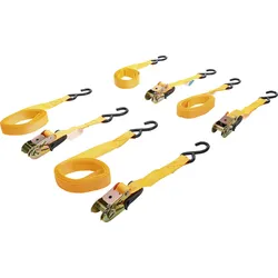 BGS DIY 6831 Satz Knarren Spannband mit schweren Haken 5m x 25mm 4 teilig