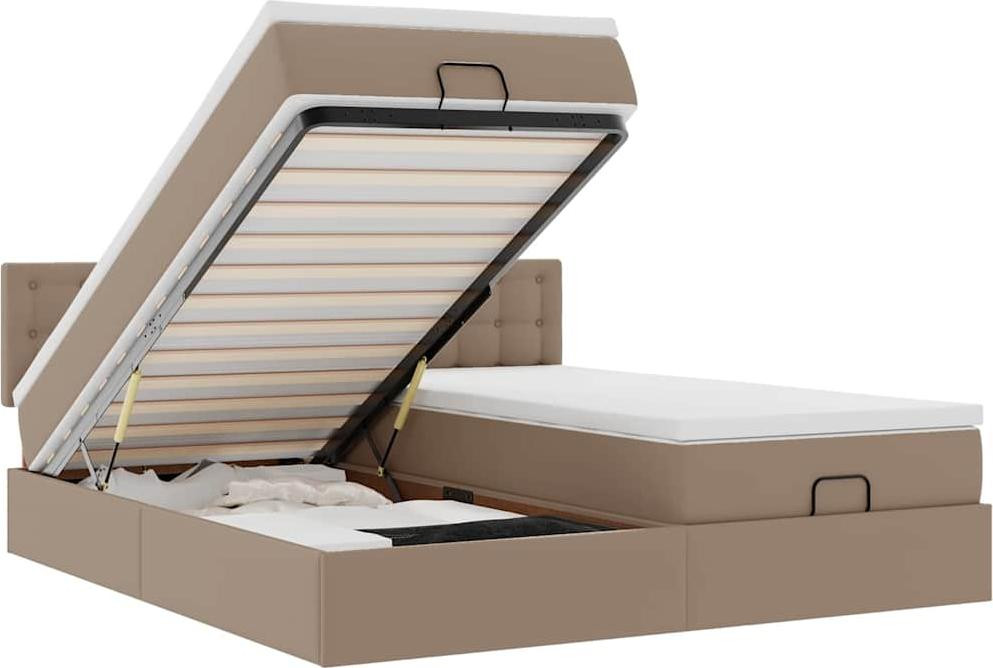 vidaXL Ottomanbed met matrassen en LED-verlichting, cappuccino, 180 x 200 cm