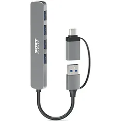 Port Designs 900161 Schnittstellen-Hub USB 2.0 Type-A 5000 Mbit/s Silber