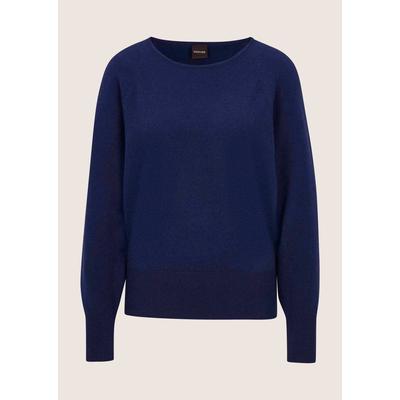 Longpullover MADELEINE "Pullover Kaschmirpullover mit Fledermausärmeln", Damen, Gr. 34, nachtblau, melange, Pullover Longpullover