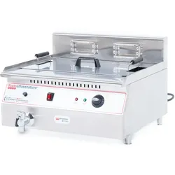 Ristoattrezzature Professionelle elektrische Fritteuse 400 Volt – Einzelwanne – mit Ablasshahn – 30 Liter, Ölkapazität 23 Liter