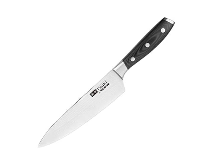 Vogue Tsuki Serie 7 Kochmesser 19,8 cm/8 Zoll, Micarta-Harz-Griff, Gewicht: 220 g, VG-10 Edelstahlkern & 60° Rockwell-Härtegrad Damaszenerstahl-Ummantelung, CF841