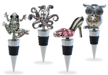 Cheers Owl, Octopus, Frog, Shoes Metal Wine Stopper Set of 4 - 5 inches