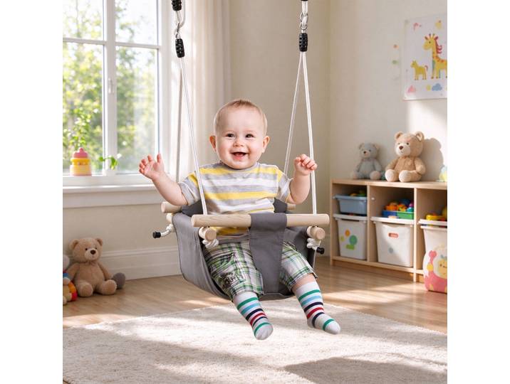 AIYAPLAY Balançoire Bébé Sécurité Gris Foncé 110-180cm
