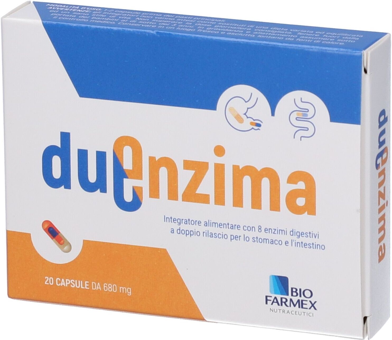 BIOFARMEX Srl Duenzima Biofarmex 20 capsule – Integratore con enzimi digestivi per digestione e gonfiore