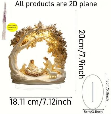 Inspire Select Acrylic Nativity Scene Table Decor Transparent Christmas Jesus Birth Centerpiece Ornament g