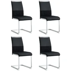 MODFU Esszimmerstuhl 4er Set Schwarz 95x48x42 cm mit PU Leder Leinen Rückenlehne, gepolstert ergonomisch, Metallgestell, bodenschonende Füße