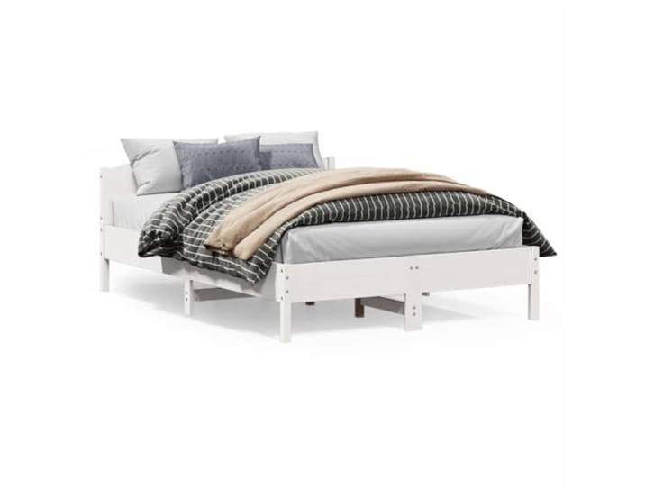 Massives Kiefernholz Lattenrost Stützendes Kopfteil Weiß 140x200 cm Massivholzbett ohne Matratze Weiß 140x200 cm Kiefernholz Bettgestell mit Kopfteil stabil und langlebig Schlafzimmer