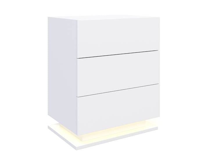 Nachttisch LED MINO 3 Schubladen weiss