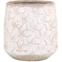 Chic Antique Colmar Blumentopf mit Blumenmuster, Ø17 x H17,5 cm, antik creme