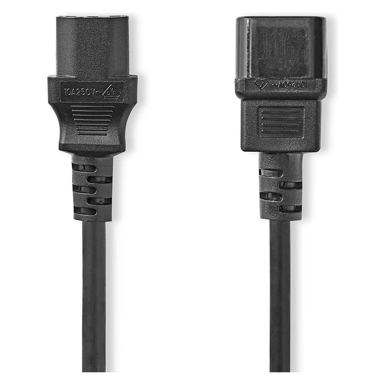 Nedis Stromkabel | IEC-320-C14 | IEC-320-C13 | Gerade | Gerade | Vernickelt | 2.00 m | Rund | PVC | (2 m, CEE 7/16, CEE 7/17, CEE 7/3, CEE 7/4, CEE 7/5, CEE 7/7, IEC 60906-1) (CEGL10500BK20)