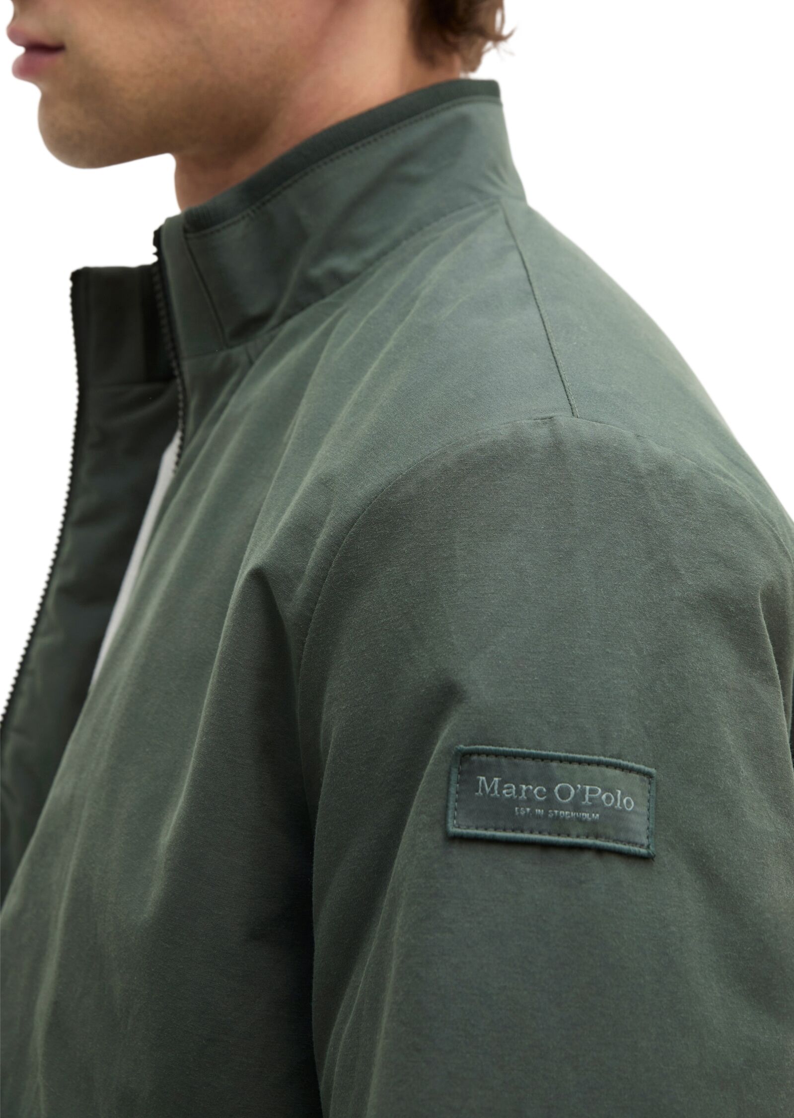 Marc O' Polo Blouson MARC O'POLO, Herren, Gr. XL, mangrove, Obermaterial: 72% Baumwolle, 28% Polyamid, regular fit normal, elastischer Bund, Jacken Blouson, regular mit leichter Wattierung mangrove XL