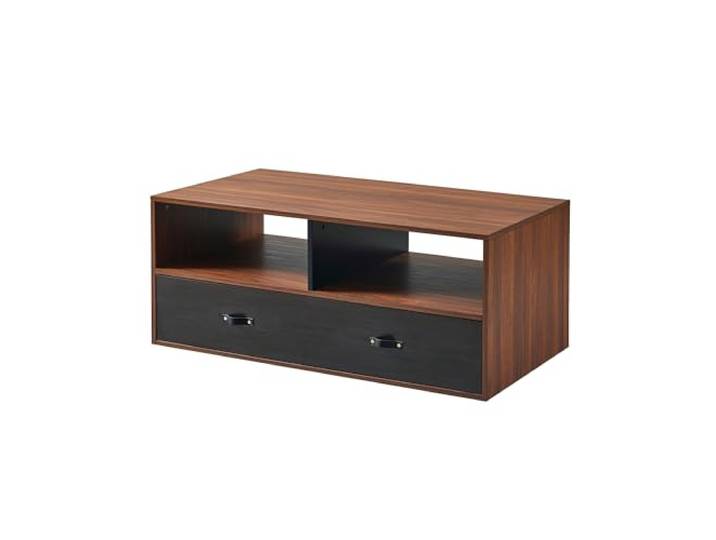 Versanora Teamson Home Henry Table Basse\, Finition Noyer/Noir Avec Poignée En Cuir PU