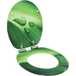 vidaXL Toilettensitz Soft-Close-Deckel MDF Grün Wassertropfen-Design