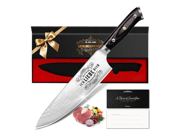 Funistree Damastmesser Küchenmesser Extrem Scharf Weihnachtsgeschenke für Männer Kochmesser