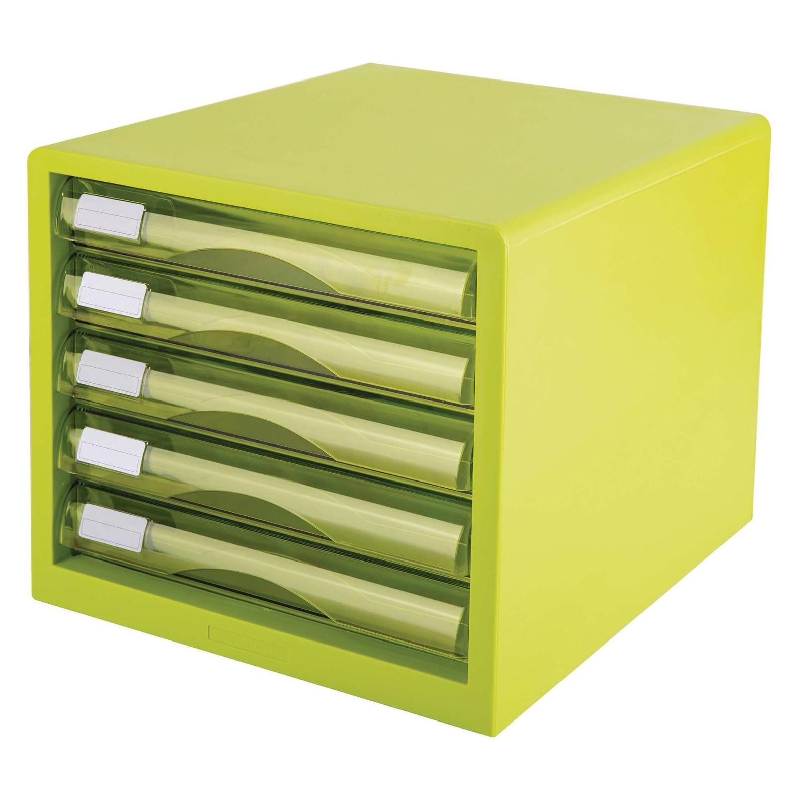 Deli Schubladenbox 5 Schubladen 27,5x34x26cm hellgrün (A4) (D360254)
