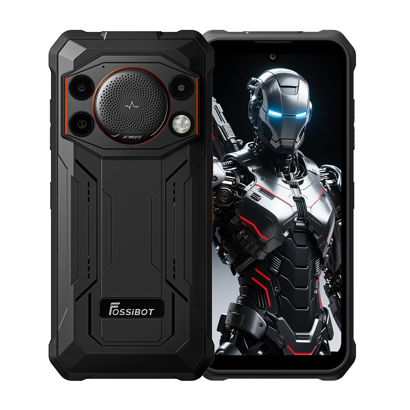 Fossibot F110 Pro smartphone - Android, 5G, 128GB opslag, 8GB RAM, 6,745-inch scherm, MediaTek Dimensity 6300 processor, 10000 mAh batterij - Oranje