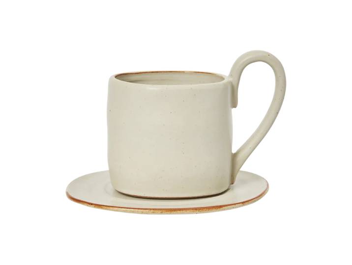 Ferm Living Tasse Flow avec sous-tasse 25 cl Off-white speckle