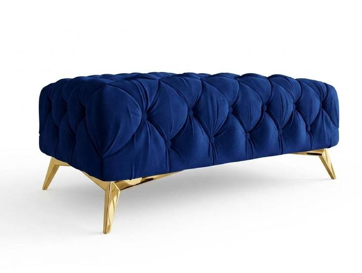 Xlmoebel Hocker Eleganter blauer Hocker mit goldenen Beinen für das Wohnzimmer, Made in Europa