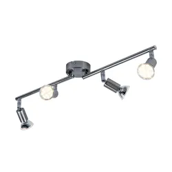 Spotleiste LED Deckenleuchte Wohnzimmer Deckenlampe 4 flammig, Metall silber, 4x 4W 4x 320lm warmweiß, L 60 cm