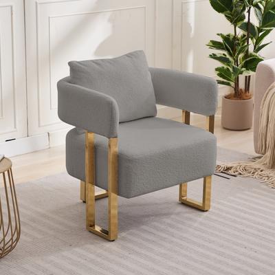 Ostweer Decorative Chair Side Chair Grey Padded Chair with Metal Legs, Reading Chair Vanity Chair for Living Room