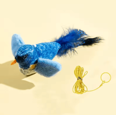 Inspire Curations BirdFlutter Interactive Cat Door Toy With Catnip & Squeaky Bird blue