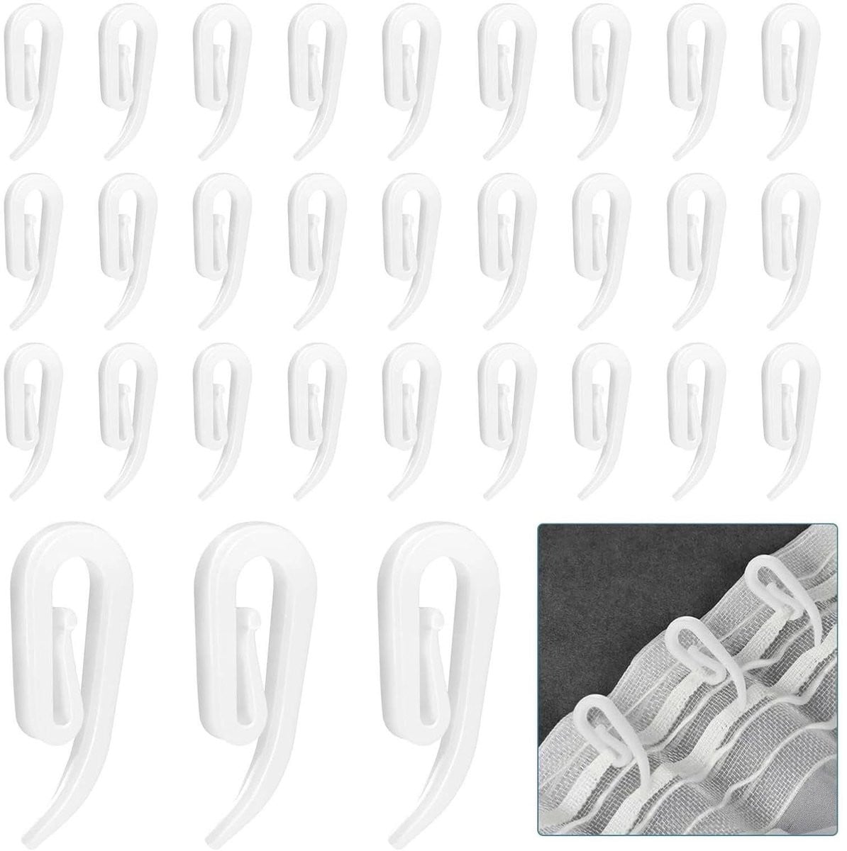Dailygoods Witte Kunststof Gordijnhaken - 100 stuks