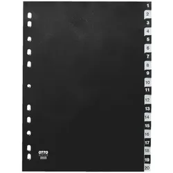 OTTO Office Kunststoffregister 1-20 A4 schwarz-weiß schwarz, 22.5x29.7 cm