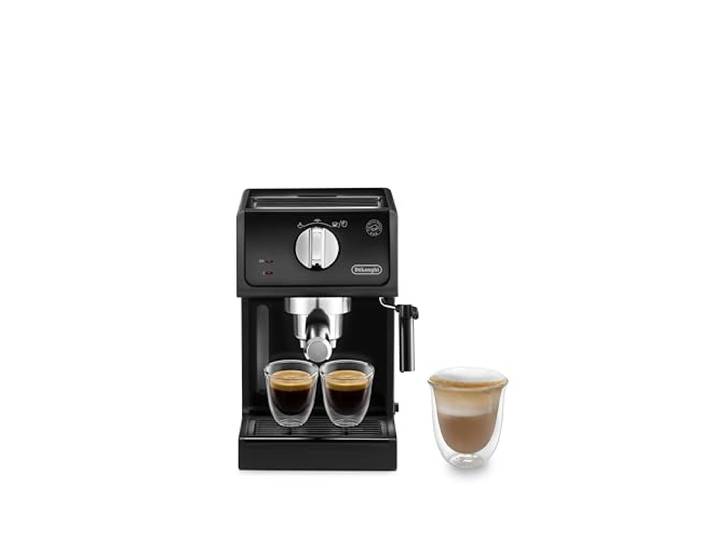 De'Longhi ECP 31.21 – Espresso Siebträgermaschine, Espressomaschine mit AluminiumFinish, inkl. manueller Milchschaumdüse, mit Heißwasserfunktion, für ESE Pads geeignet, 1,1 l Wassertank, schwarz