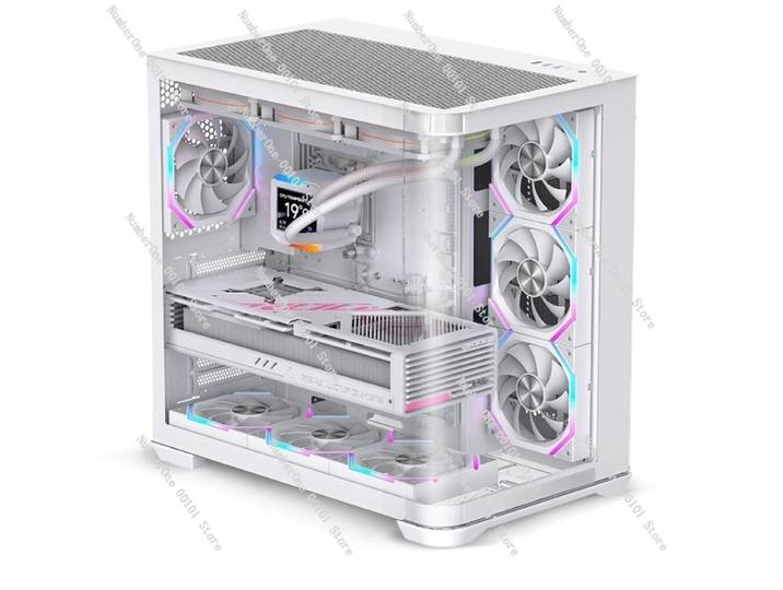 Boîtier PC ATX incurvé en verre trempé pour jeux, tour d'ordinateur de bureau large pour configuration Esports et Cybercafé, châssis à flux d'air élevé