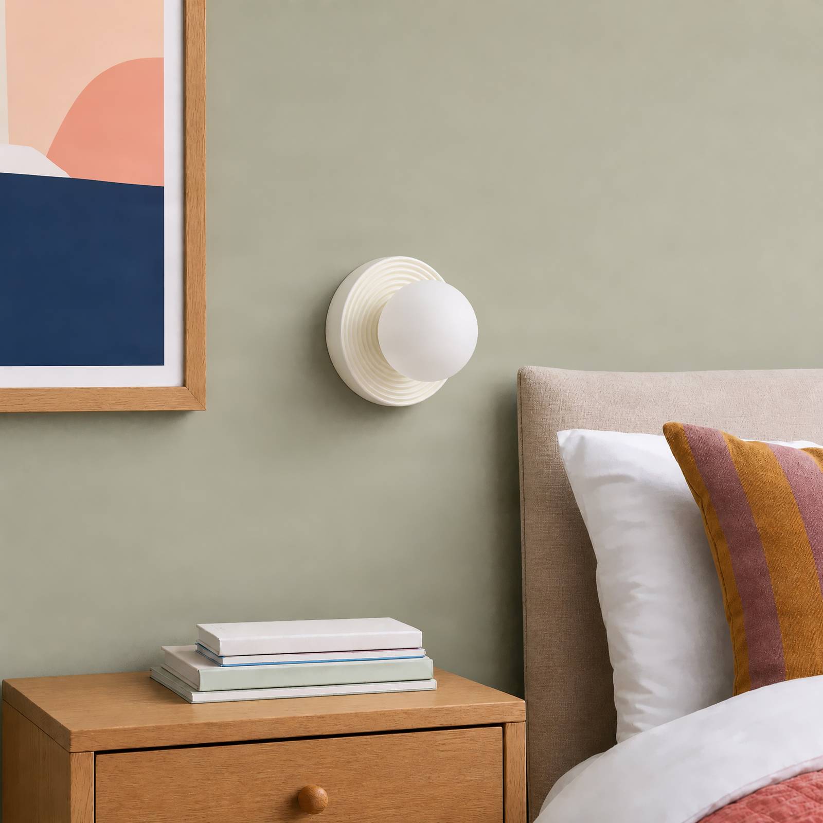 Wandlampe Harriet Lindby, dimmbar, creme / amber, für Wohn- / Esszimmer, Keramik, Modern, Wandleuchte, Wandlampe Innen