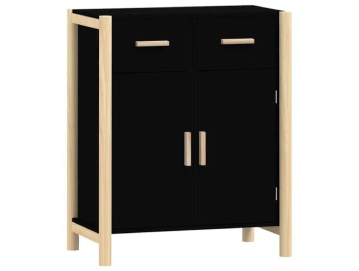 Kaorsrow Sideboard Schwarz 62x38x75 cm Anrichte Kommode aus Holzwerkstoff Robuste Anrichte mit Massivholzbeinen aus Kiefernholz für Wohnzimmer und Schlafzimmer, 70 kg Belastbarkeit.