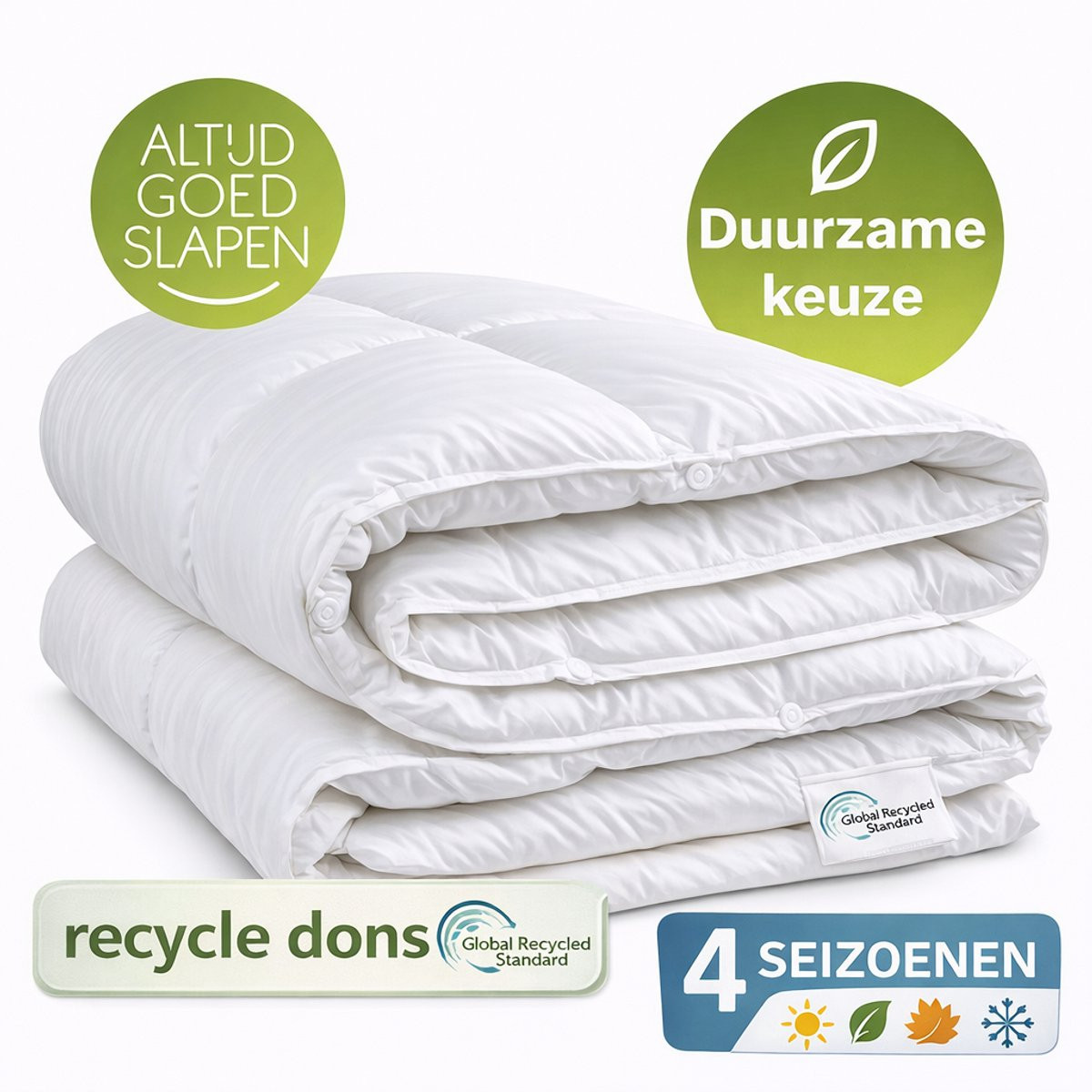 Altijdgoedslapen Nextlife gerecycled dons dekbed Bloesem 4 seizoenen 200x200 cm
