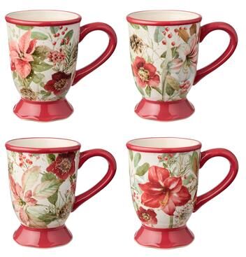 Certified International Winter Blooms Set of 4 Mugs18 oz. asst.