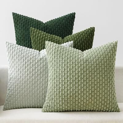 Perfect Picks Market Boho Striped Corduroy Throw Pillow Cover Farmhouse Decorative Cushion Cover gray 15.75 15.75 In