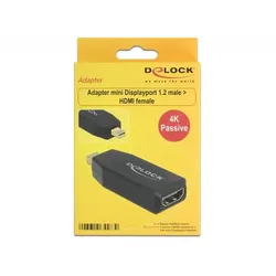 Delock 4K Passive Video- / Audio-Adapter DisplayPort / HDMI Mini DisplayPort (M) - HDMI - 19-polig (W) - ( DisplayPort 1.2 ) - Schwarz