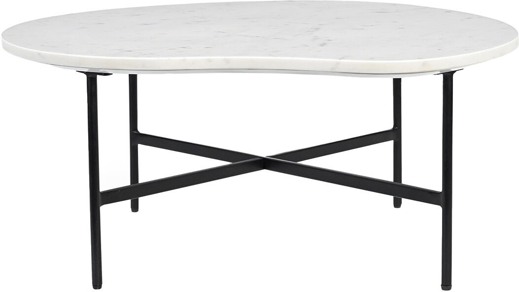 Miliboo Designertisch aus weißem Marmor und schwarzem Metall L80 cm SASSO