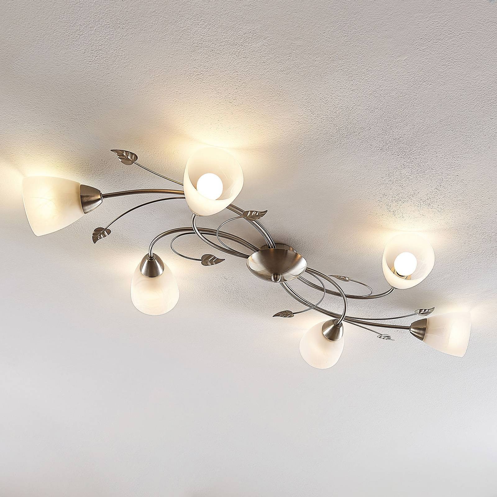 Lindby Yannie Plafondlamp - Grijs/Zilver - Dimbaar - Metaal en Glas