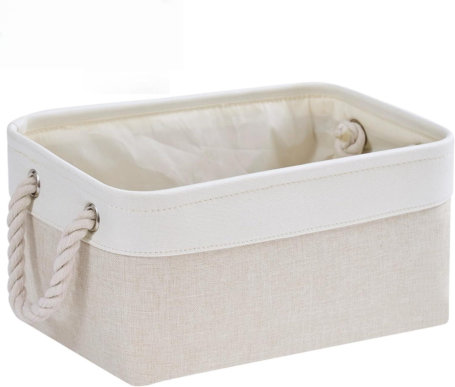 LTPRTZ Kleine Wasbare Opbergdoos - Beige/Wit - Textiel