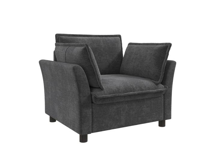Fauteuil en chenille gris avec coussins 90x81x87 cm