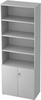 Regalschrank TOPAS LINE, 4 OH Regal/2 OH Türen, lichtgrau/lichtgrau