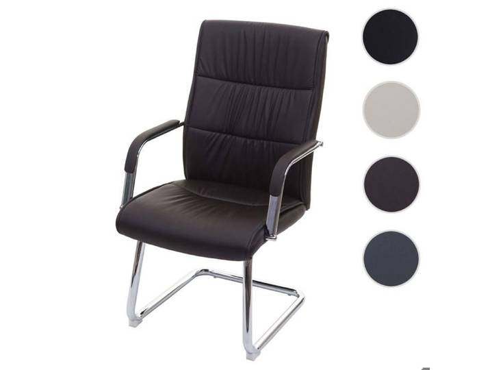 Chaise de conférence HWC-A49 chaise visiteur cantilever similicuir ~ brun