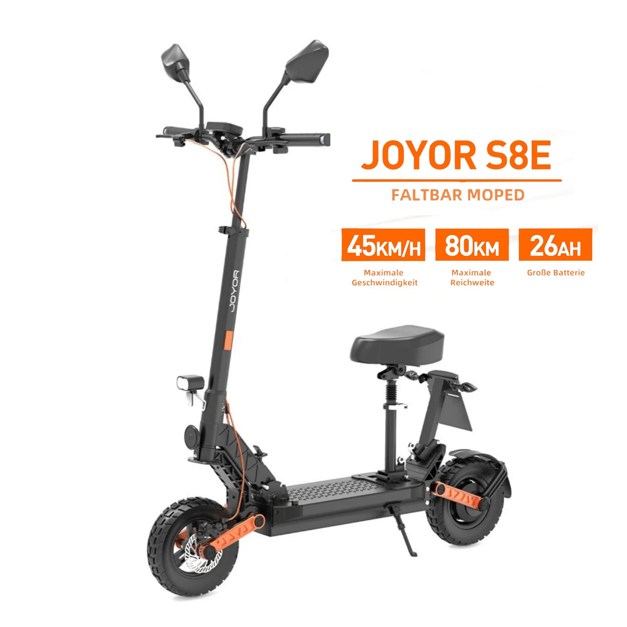 Elektroroller JOYOR S8E - 800W Motor 48V26AH Batterie 10" Reifen Klappbar - Schwarz