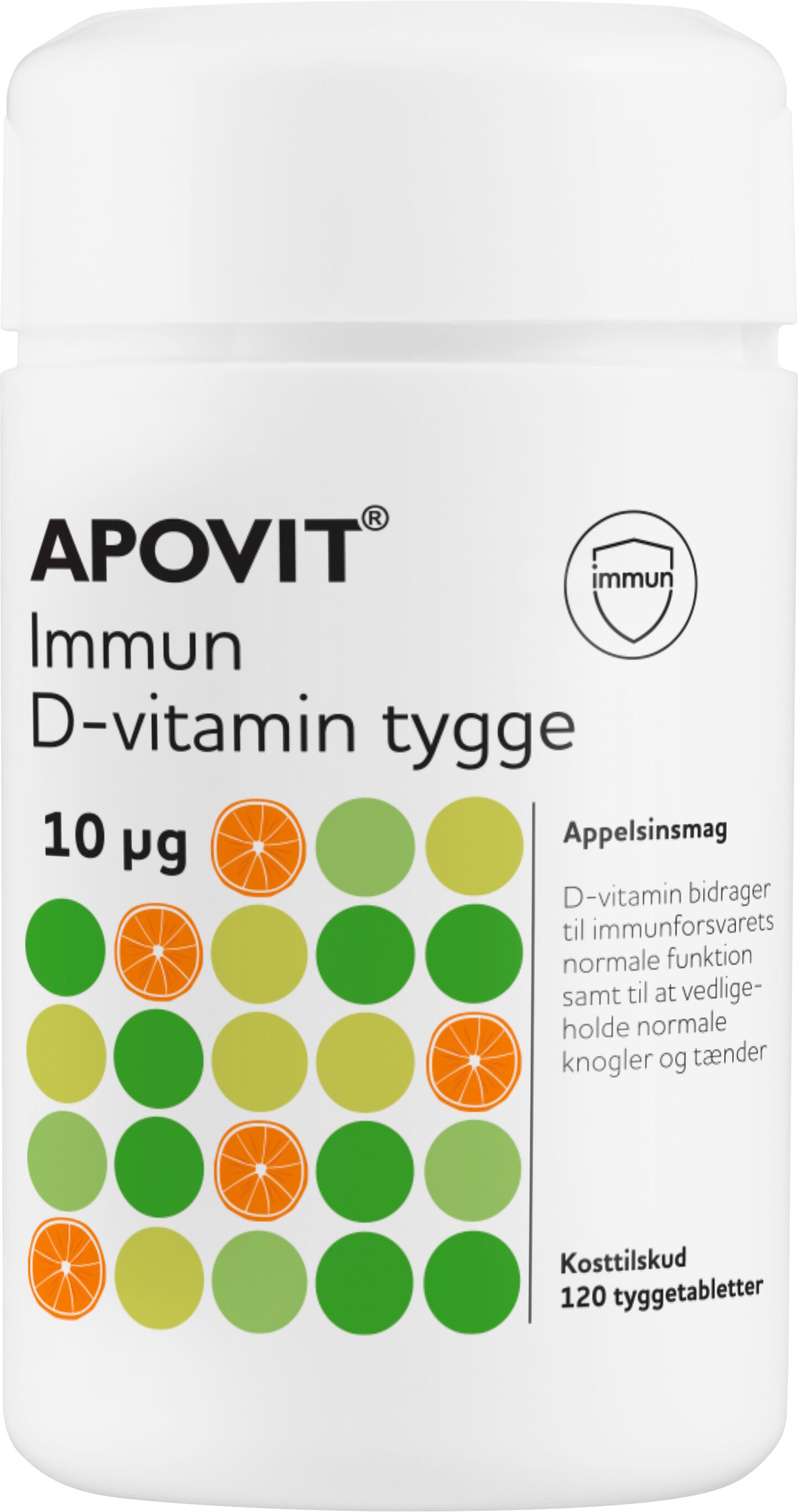 APOVIT Immun D-vitamin tygge, 10 µg Kosttilskud 120 stk