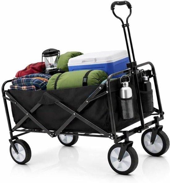BigDean Opvouwbare Bolderkar met Uittrekbare Dissel, 105 Liter, Zwart